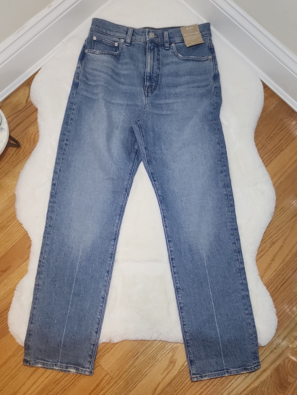 Madewell Women's '90s Straight High-Rise Jeans in Medium Blue Wash Size W 27 NWT
